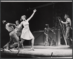 Robert Hooks (sitting on stool), Leslie Uggams, and company in the stage production Hallelujah, Baby!
