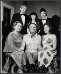 Clockwise from bottom left: Reizi Bozyk, David Ellin, Rebecca Richman, Gene Barrett, Evelyn Kingsley, and Leo Fuchs in the Yiddish stage production Here Comes the Groom