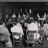Stuart Ostrow [center] and unidentified others in rehearsal in the stage production Here's Love