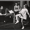 Choreographer Michael Kidd, unidentified actress, composer Meredith Willson, and Valerie Lee in rehearsal for the stage production Here's Love
