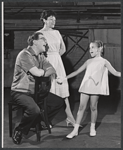 Meredith Wilson [left], Valerie Lee [right] and unidentified [center] in rehearsal in the stage production Here's Love