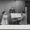 Valerie Lee, composer Meredith Willson, and unidentified pianist in rehearsal for the stage production Here's Love