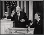 Cliff Hall (left) and unidentified actors in the touring stage production Here's Love