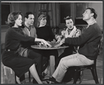 Margaret Hall, Lawrence Keith, Louise Troy, Beatrice Lillie, and Edward Woodward in rehearsal for the stage production High Spirits