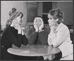 Louise Troy, Edward Woodward, and Tammy Grimes in rehearsal for the stage production High Spirits