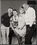 Edward Woodward, Beatrice Lillie, Tammy Grimes, and director Noel Coward in rehearsal for the stage production High Spirits
