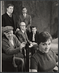 Back to front: Terence Rigby, Michael Craig, Paul Rogers, John Normington, Michael Craig, Ian Holm, and Vivien Merchant in the stage production The Homecoming