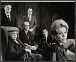 Danny Sewell, William Roerick, Denis Holmes, John Harkins, Lloyd Battista, and Patricia Roe in the stage production The Homecoming