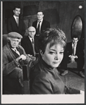William Roerick, Jerry Mickey, Denis Holmes, Danny Sewell, Carolyn Jones, and John Church in the National Theatre stage production The Homecoming