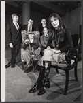 Clockwise from center: Eric Berry, Tony Tanner, Danny Sewell, Norman Barrs, Lawrence Keith, and Janice Rule in the Off-Broadway stage production The Homecoming
