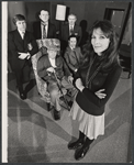 Clockwise from center: Eric Berry, Tony Tanner, Danny Sewell, Norman Barrs, Lawrence Keith, and Janice Rule in the Off-Broadway stage production The Homecoming