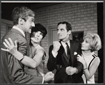 Roddy Maude-Roxby, Valerie French, Francis Matthews, and Ann Bell in the stage production Help Stamp Out Marriage!