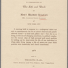 Program for memorial services in commemoration of the life and work of Mary Mildred Sullivan (Mrs. Algernon Sydney Sullivan)