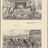 Jorrock's hunt breakfast in the kitchen at Great Coram Street.  Mr. Jorrocks introduces the Yorkshireman to the Surrey hunt. The Yorkshireman was intended for R.S. Surtees, the author of the book, and the scene was a wayside inn near Croydon. From illustrations by Henry Aiken in "Jorrock's jaunts and jollities"