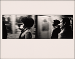 Trains Speed Past. Woman with Afro: Two Men in Profile, Black and Hispanic