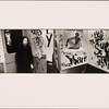 Woman with Eyes Closed and White Gloves by Emergency Door: Graffiti