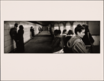 Waiting Against the Wall, 59th St: Profile of  Wistful Looking Woman in Striped Coat