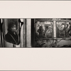 Black Woman Through Graffiti Window is Caught Unaware By Camera: Crowded Group in Car, Woman in Fur Coat and Wool Hat Looks at Camera