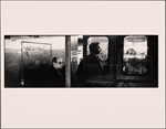 Balding Man with Glasses in Profile Beside Locked Stainless Steel Door: Lex Avenue Sign, Left Man in Profile Outside Car Window, Right Man Inside Car Facing Camera Through Window