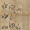 [Page 20, clockwise from upper left:] 'Labor has a sad story to tell." The doctor makes a mem. of the point. Dr. Talmage discusses club life. "Good-day," said Dr. Talmage." "Marriage is a through vestibule express." "Antagonism between capital and labor is absurd." "The never-ending battles of the poor." [Center:] "They have larger hearts and larger thoughts."