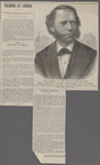 Rev. T. De Witt Talmage, the greatest living preacher and author. The Rev. T. De Witt Talmage is engaged to write weekly letters of his travels in Europe for the New York family story paper. 