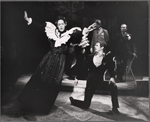 Raul Julia (left) in the stage production Where's Charley?