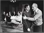 Dick Latessa, Harry Hamlin, Frances McDormand, Benjamin Hendrickson, Nancy Marchand, Michael Lombard, Thomas G. Waites, and Paul Sparer in the stage production Awake and Sing