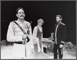 Raul Julia, Glenne Headly, and Kevin Kline in the stage production Arms and the Man.