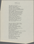 "Merlin." Holograph poem, unsigned, undated. Part of Part I and all of Part II