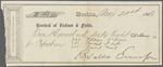 Receipt to Ticknor and Fields, for $168, MS on printed form, signed, dated Aug. 21st 1863. For copyright on Essays, 2nd Series; Conduct of Life; English Traits