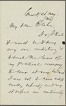 Blake, H[arrison] G[ray] O[tis], ALS to. May 26, [1866]