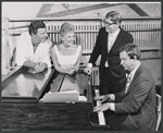 Robert Preston, Mary Martin, Harvey Schmidt and Tom Jones in rehearsal for the stage production I Do! I Do!