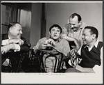 Ted Thurston, Buddy Hackett, Richard Kiley and Lloyd Richards in rehearsal for the stage production I Had a Ball