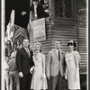 Morocco, Steve Roland, Karen Morrow, Richard Kiley, Luba Lisa, in window: Buddy Hackett and Ted Thurston in the stage production I Had a Ball