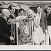 Joe E. Marks, Melina Mercouri [left], Orson Bean and Nikos Kourkoulos [right] in the stage production Illya Darling