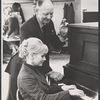 John Gielgud and Debbie Reynolds in rehearsal for the stage production Irene