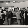 John Gielgud, Debbie Reynolds, Billy De Wolfe, Patsy Kelly and unidentified others in rehearsal for the stage production Irene