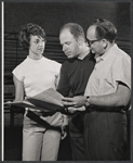 Elizabeth Seal, Peter Brook and unidentified in rehearsal for the stage production Irma La Douce