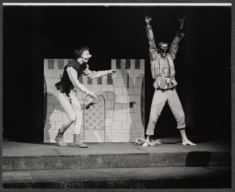 Two characters in a production of Hamlet, 1969