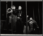 Stacy Keach (center) and unidentified actors in the Shakespeare in the Park stage production Hamlet