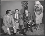 Walter Pidgeon, Howard Erskine, Guthrie McClintic and Diana van der Vlis in rehearsal for the stage production The Happiest Millionaire