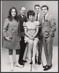 Hilda Brawner, John McGiver, Phoebe Dorin, Lee Bergere and Pat Harrington in the stage production Happiness is Just a Little Thing Called a Rolls-Royce