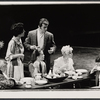 David Wayne, Jeanne Arnold, unidentified actress, Robert Goulet, June Squibb, Robert Goulet, and Charles Durning in the stage production The Happy Time