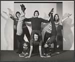 Clockwise from lower left: Sharron Miller, Danny Guerrero, Jack Blackton, Dan Goggin, Elaine Petricoff, and Marvin Solley in the stage production Hark!