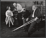 Alec Guiness [center] and ensemble in rehearsal for the stage production Dylan