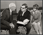 George Abbott, Tom Bosley and Barbara Minkus in rehearsal for the stage production The Education of Hyman Kaplan