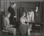 Albert Dekker, Kip McArdle, Jack Lemmon, James Donald and unidentified in rehearsal for the stage production Face of a Hero