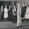 Russell Collins, Kip McArdle, George Grizzard, James Donald, Frank Conroy, Jack Lemmon, Albert Dekker and Ellen Holly in rehearsal for the stage production Face of a Hero