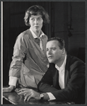 Betsy Blair and Jack Lemmon in rehearsal for the stage production Face of a Hero