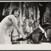 Carol Burnett and animal actor [Smaxie the trained sea lion playing a seal] in the stage production Fade Out - Fade In